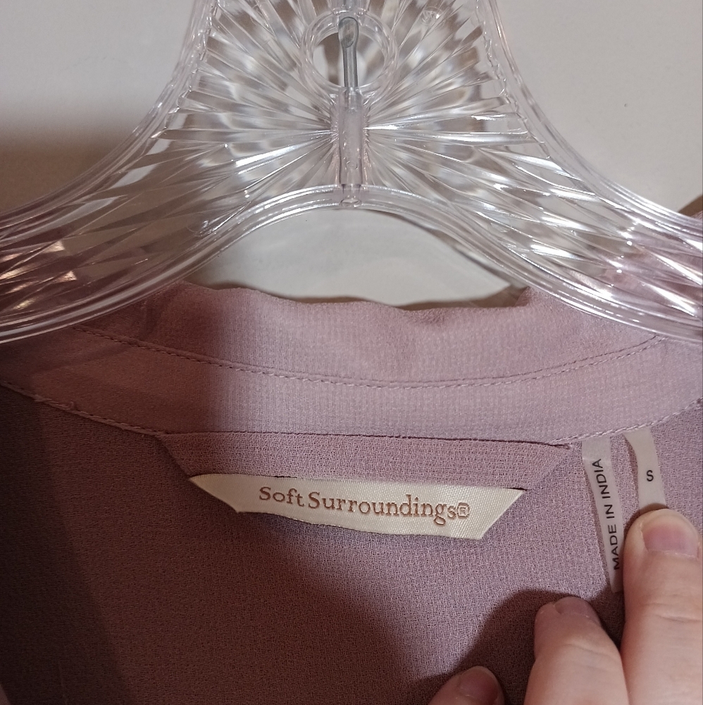 Soft Surroundings Ibiza Dress & Slip Sheer Shirtdress Size S Mauve Dusty Pink - Picture 5 of 6